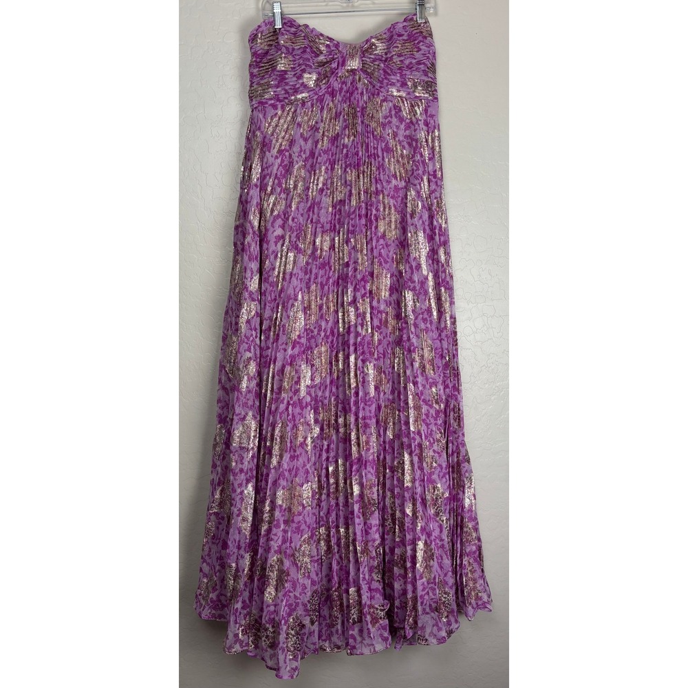 Lulu's Purple and Gold Strapless Maxi Dress